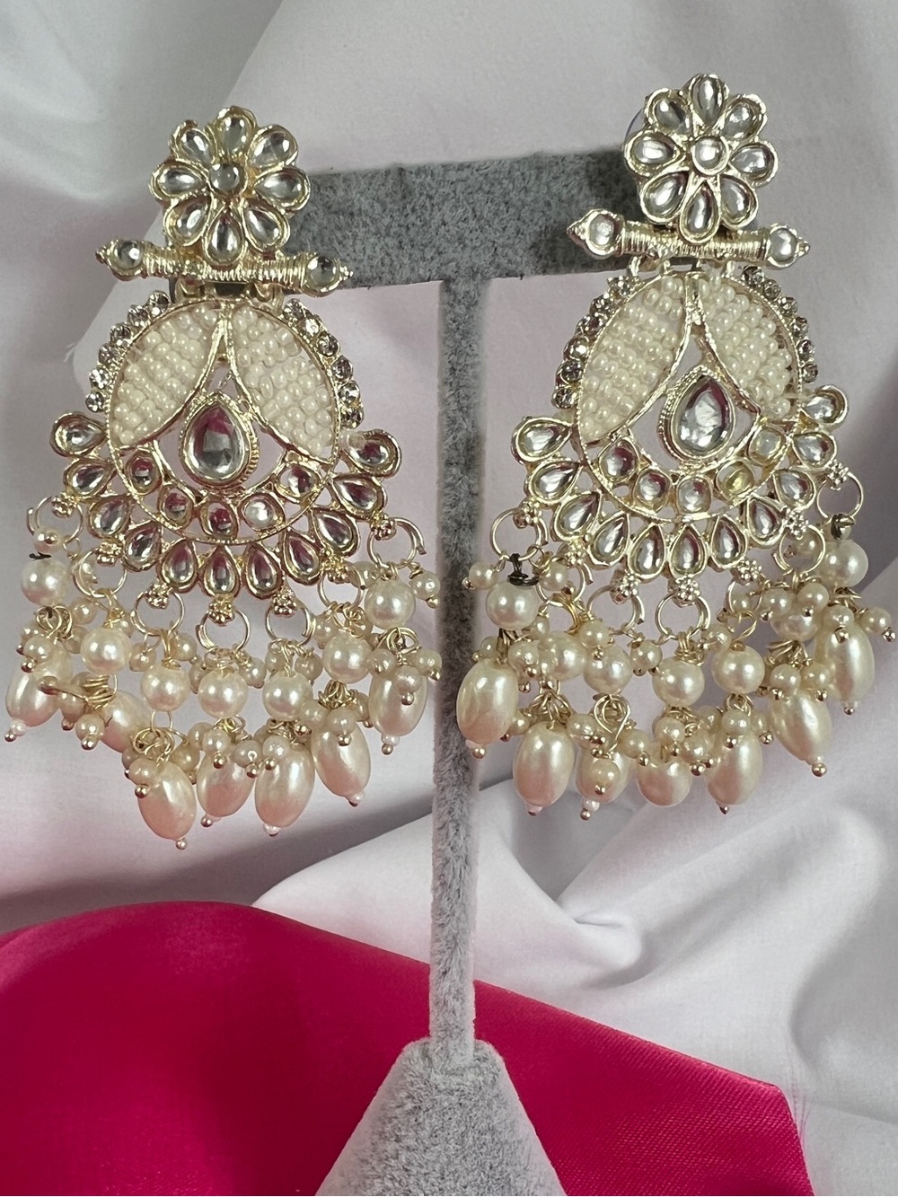 Pearl Drop Gold-Tone Chandbali Earrings for Women